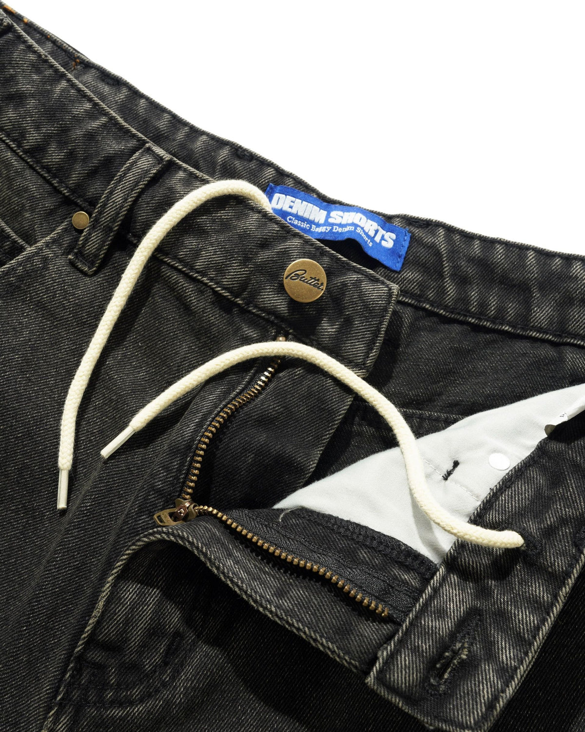 Butter Baggy Denim Shorts: Faded Black