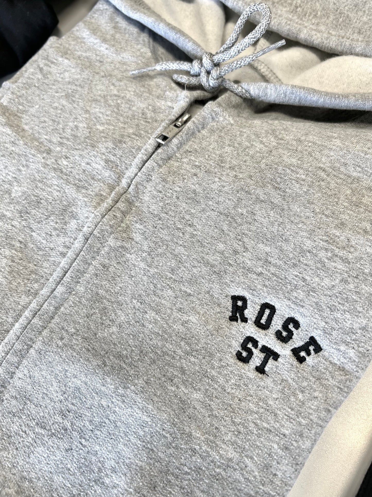Rose Street Arc Logo Zip Hoodie: Grey