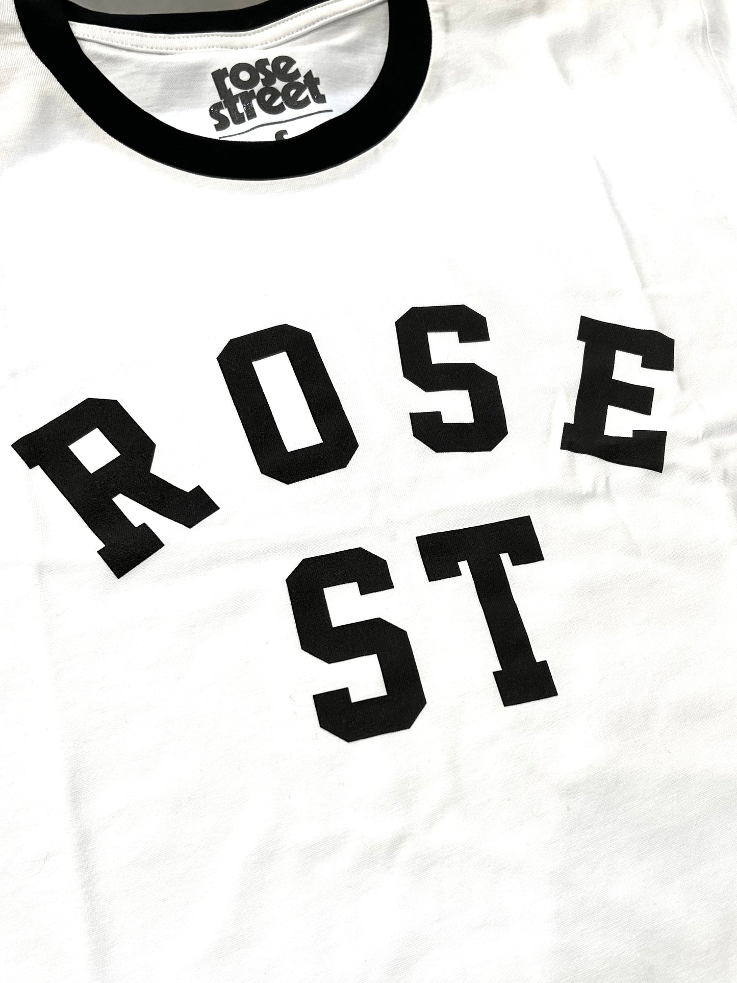 Rose Street Arc Logo Ringer Tee White w/ Black
