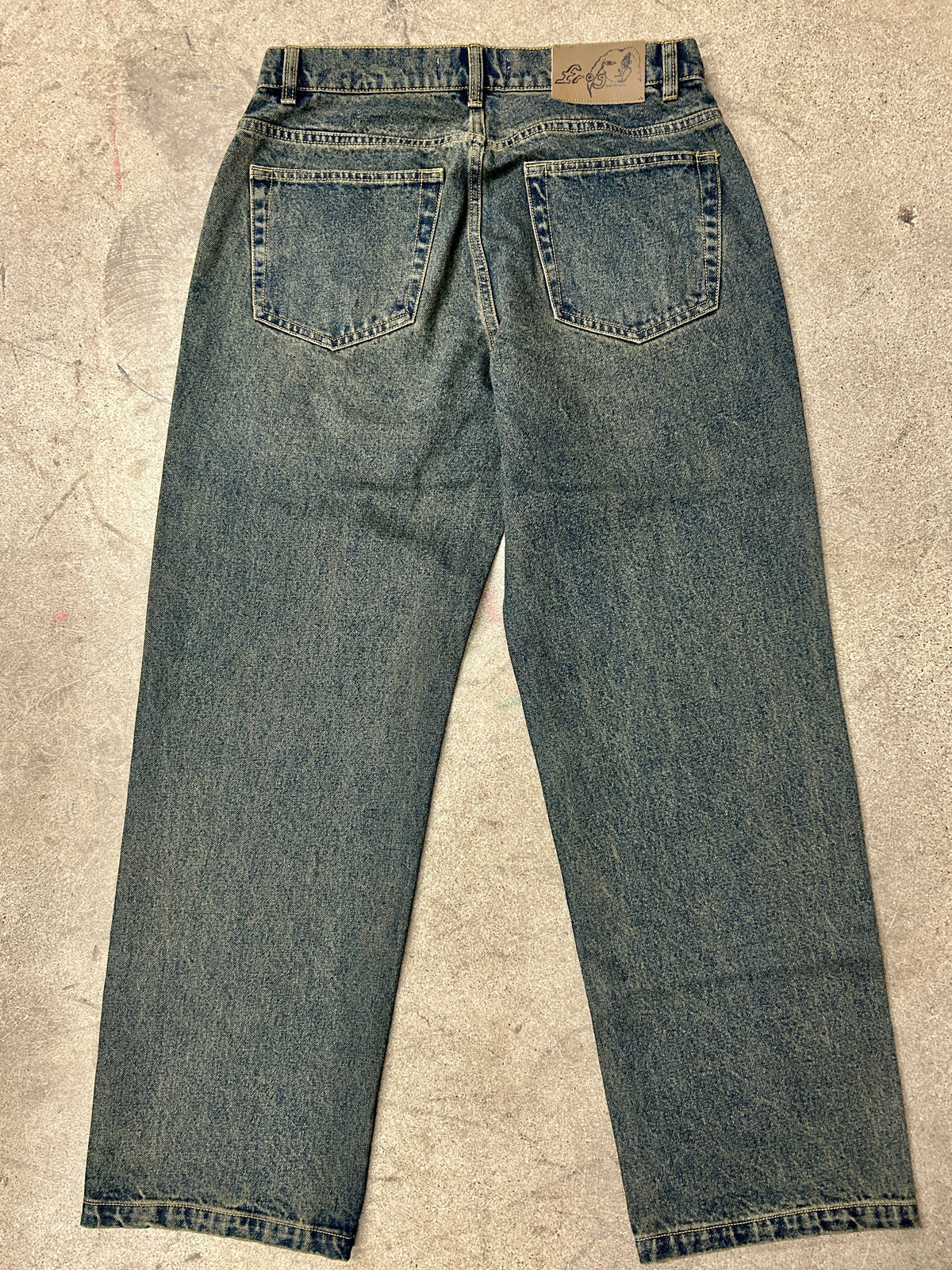 Frog Five Pocket Denim Pants: Green Wash