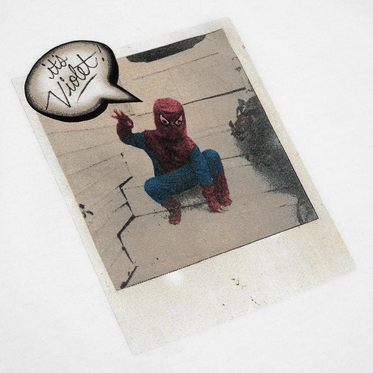 Violet Spiderman Polaroid Tee White