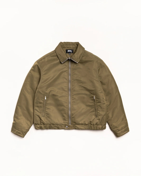 Stüssy Pile Lined Zip Jacket: Olive