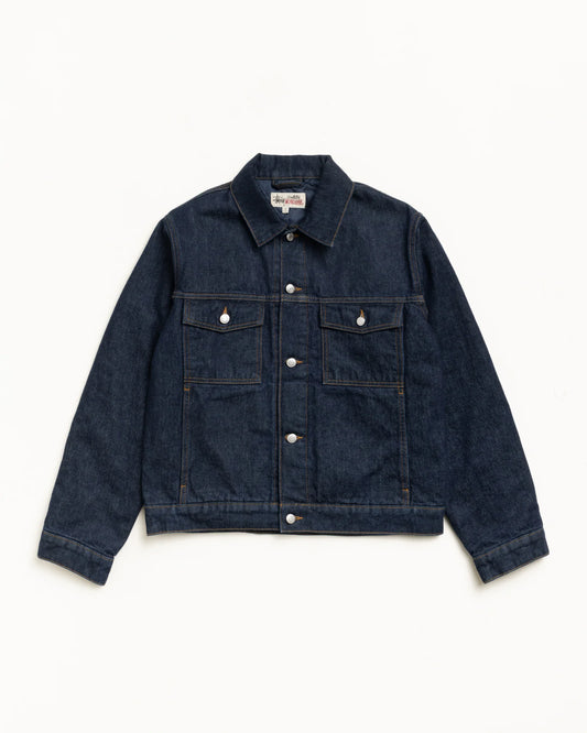 Stüssy Lined Denim Trucker Jacket: Rinsed Indigo