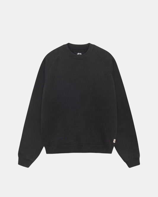 Stüssy Fleece Raglan Crew: Washed Black