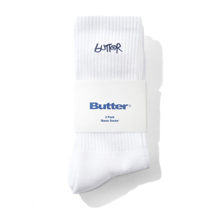 Butter 3-Pack Basic Socks: White