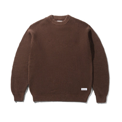 Butter Distressed Waffle Knit Sweater Washed Bark