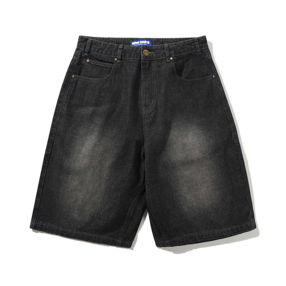 Butter Scorpion Stitch Denim Shorts: Slub Black