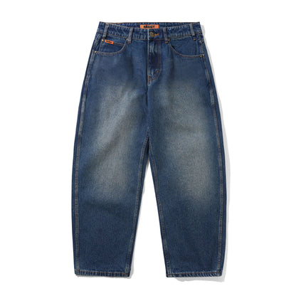 Butter Baggy Denim Jeans: Distressed Indigo