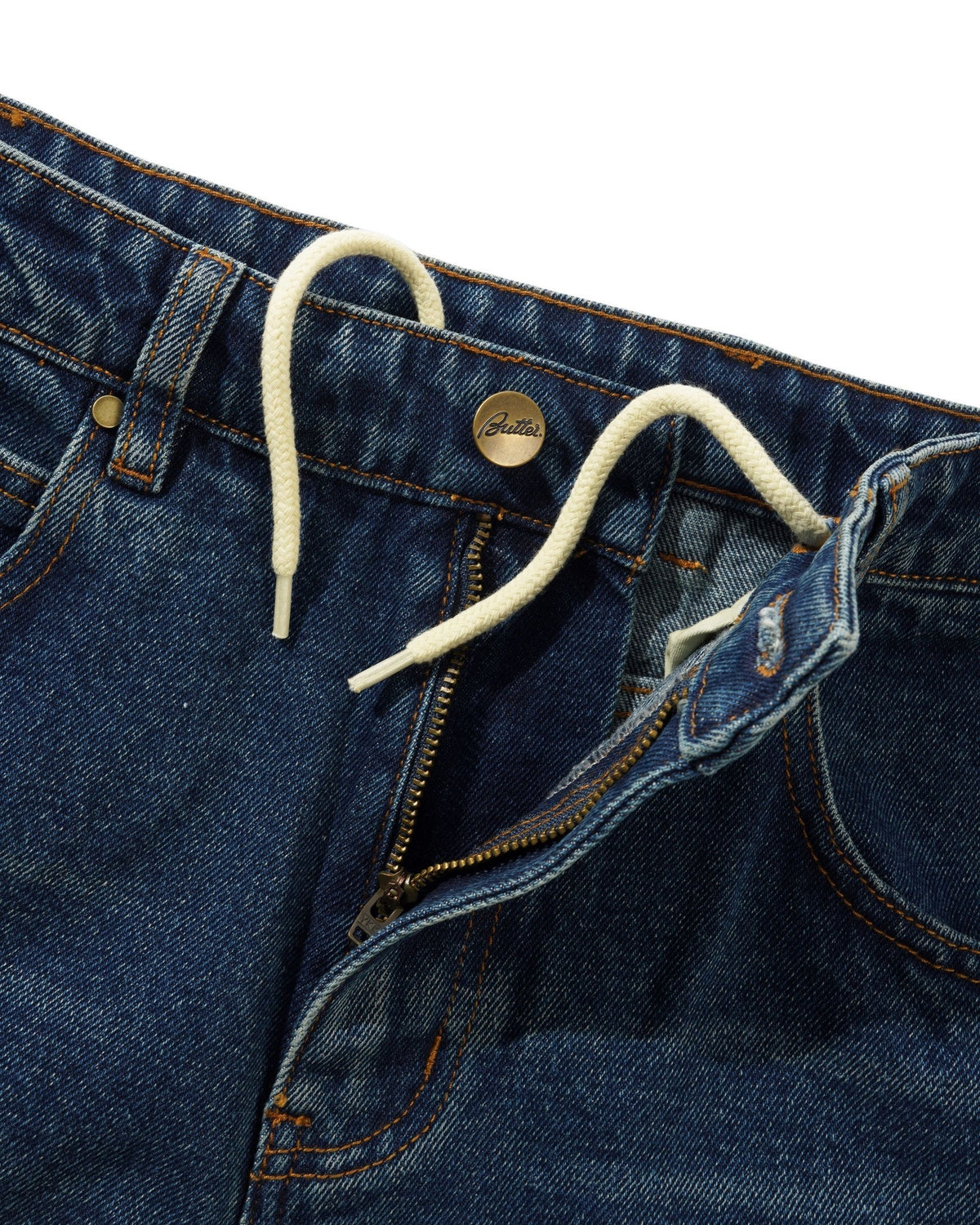 Butter Baggy Denim Jeans: Distressed Indigo