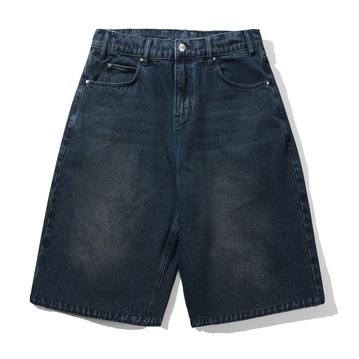 Butter Distressed Big Denim Shorts: Washed Dark Blue