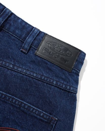 Butter Drummer Baggy Denim Jeans: Raw Dark Indigo