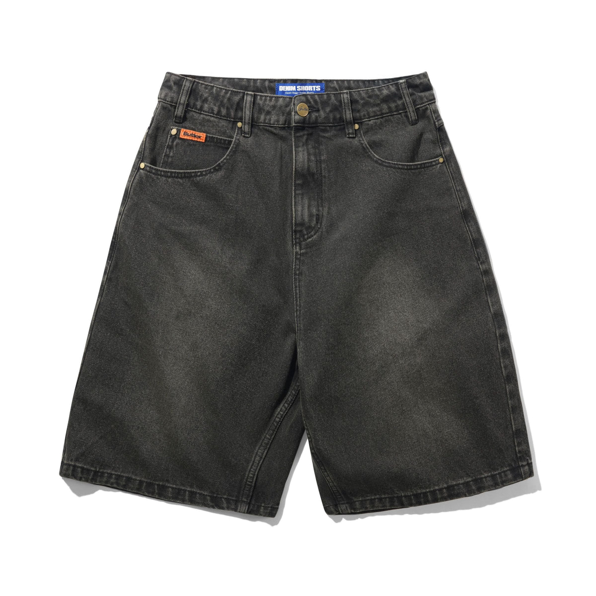 Butter Baggy Denim Shorts: Faded Black