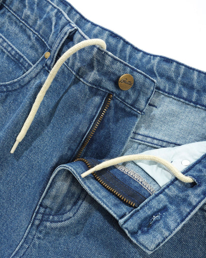 Butter Straight Leg Denim Jeans: Distressed Indigo