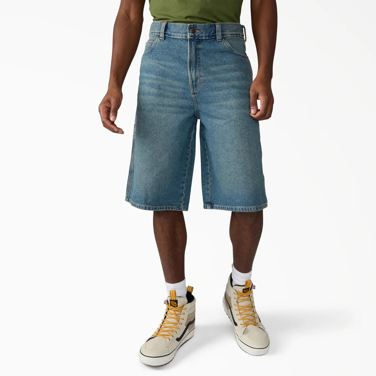Dickies 958 Work Jeans Short 13" Loose Fit: Khaki Tinted Blue