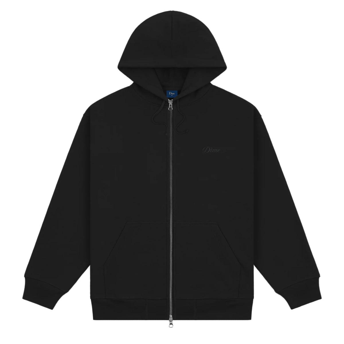 Dime Cursive Zip Hoodie Black