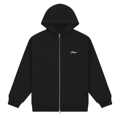Dime Cursive Small Logo Zip Hoodie Black