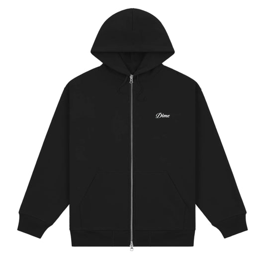 Dime Cursive Small Logo Zip Hoodie Black