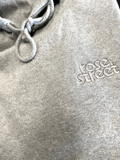 Rose Street Emb Left Chest Stacked Logo Hoodie: Grey