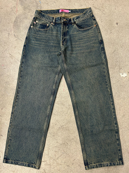 Frog Five Pocket Denim Pants: Green Wash