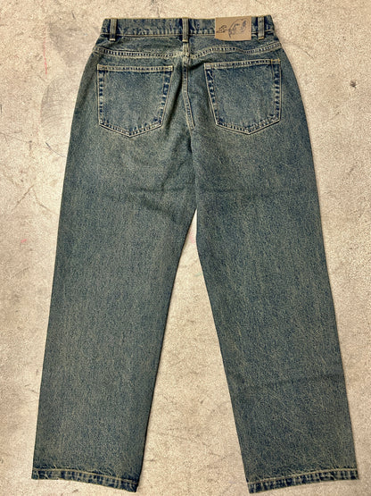 Frog Five Pocket Denim Pants: Green Wash