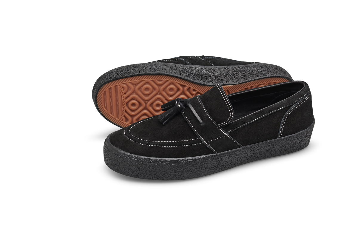 Last Resort VM005 Loafer Suede: Black/Black/White Stitch