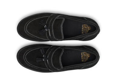 Last Resort VM005 Loafer Suede: Black/Black/White Stitch
