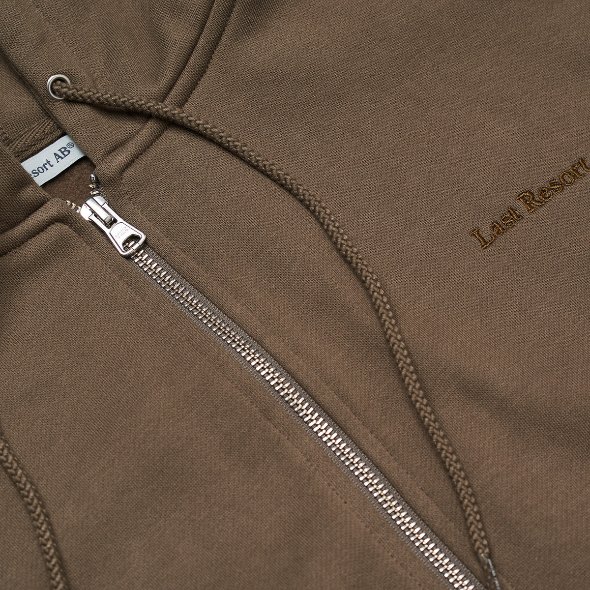 Last Resort Zip Hoodie Script Logo: Khaki Beige
