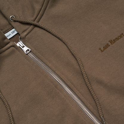 Last Resort Zip Hoodie Script Logo: Khaki Beige