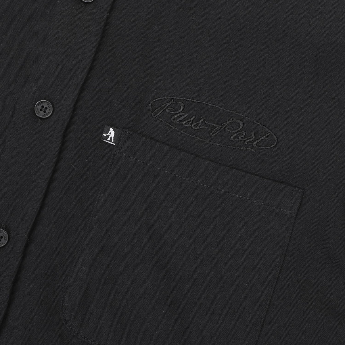 Pass-Port Ovalit Herringbone Short-sleeve Shirt Black