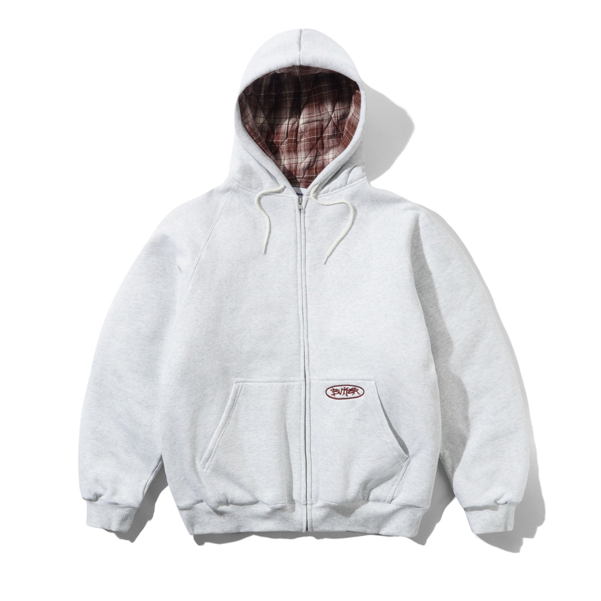 Butter Plaid Lined Zip-Thru Hood Ash