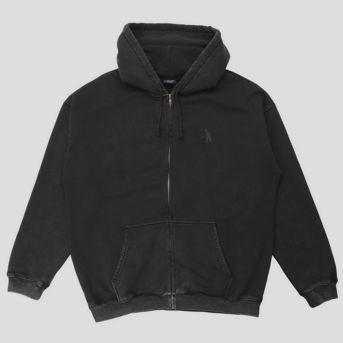 Pass-Port Solid Workers Zip Hood: Washed Black
