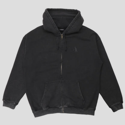 Pass-Port Solid Workers Zip Hood: Washed Black
