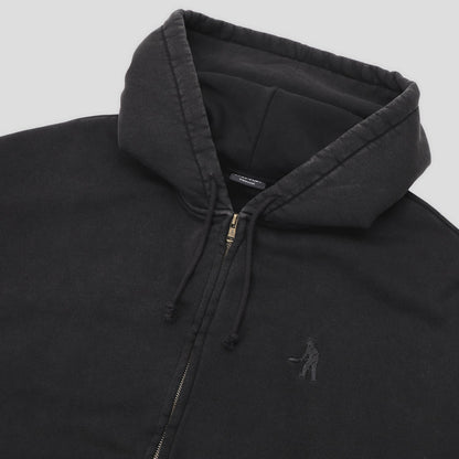Pass-Port Solid Workers Zip Hood: Washed Black