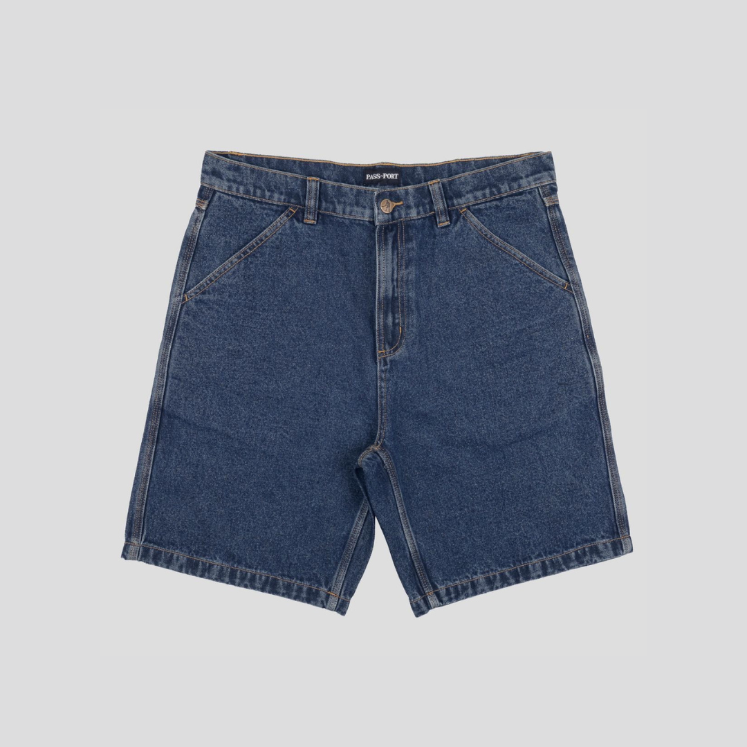 Pass-Port Workers Club Jean Short: Washed Dark Indigo