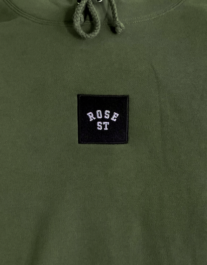 Rose Street Emb Box Logo Hoodie Army