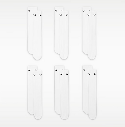 Nike Everyday Cushioned Training Crew Socks: 6 Pair White