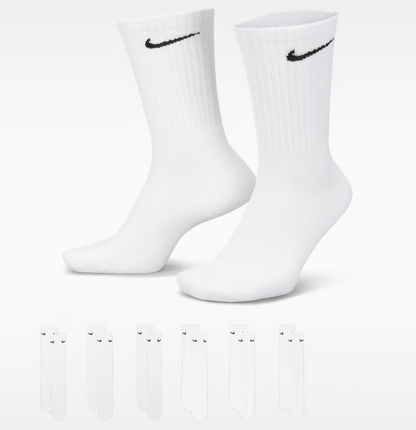 Nike Everyday Cushioned Training Crew Socks: 6 Pair White