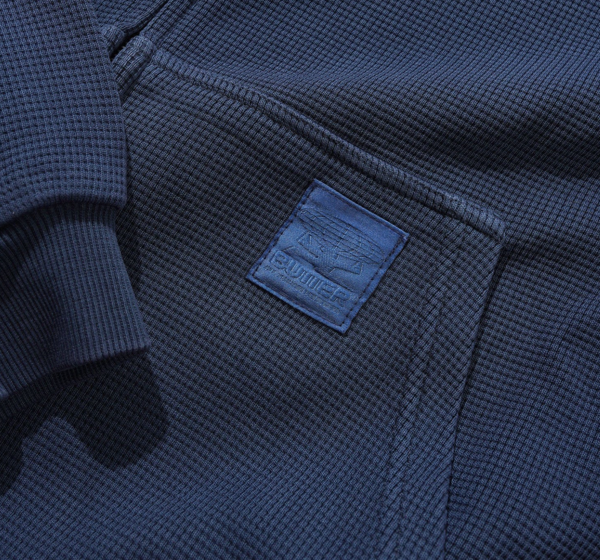 Butter Waffle Zip-Thru Hood Navy Overdye