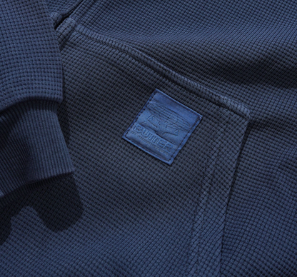 Butter Waffle Zip-Thru Hood Navy Overdye