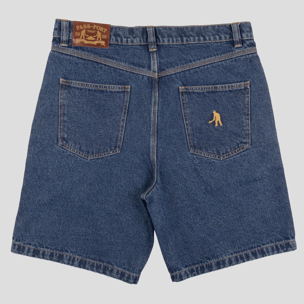 Pass-Port Workers Club Jean Short: Washed Dark Indigo