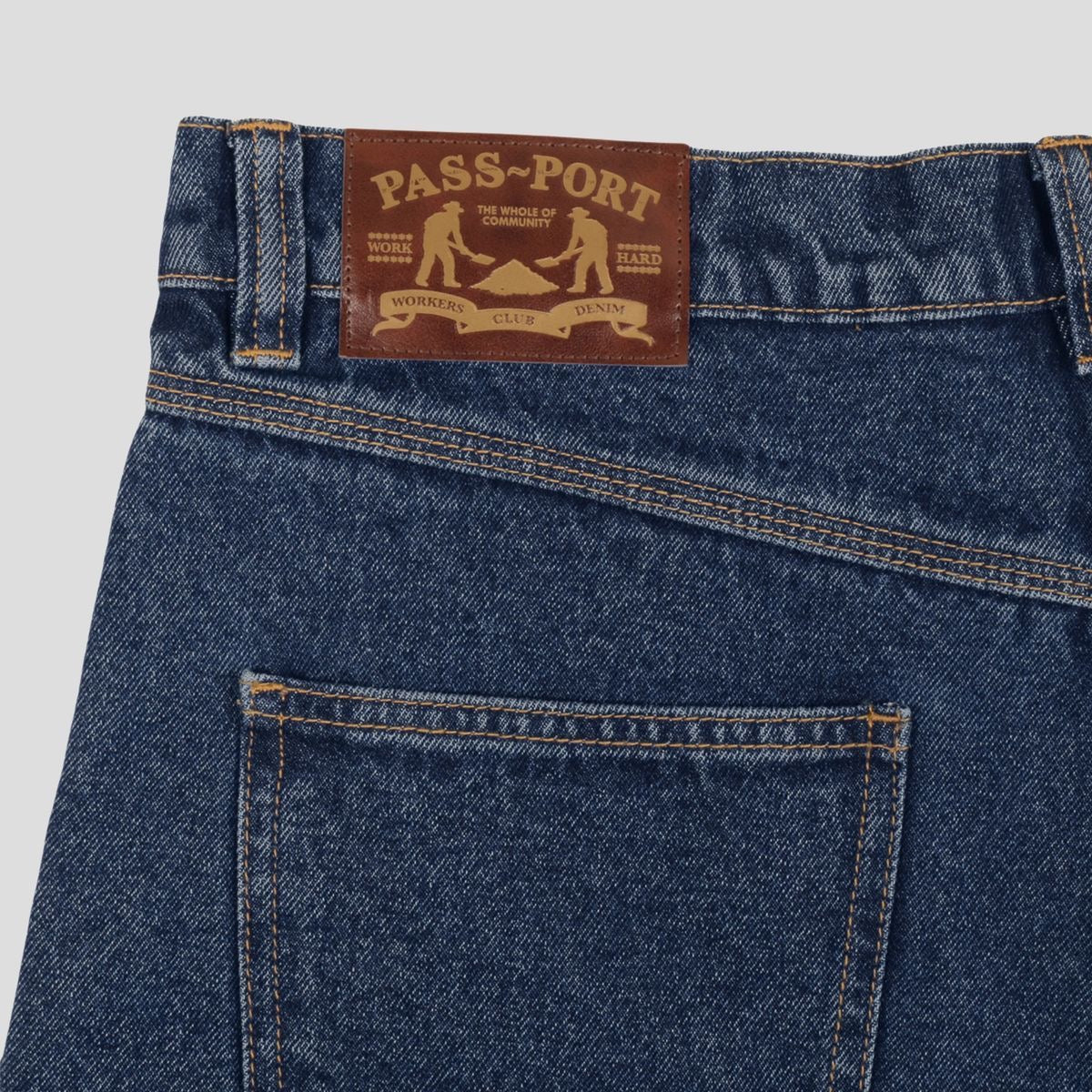 Pass-Port Workers Club Jean Short: Washed Dark Indigo