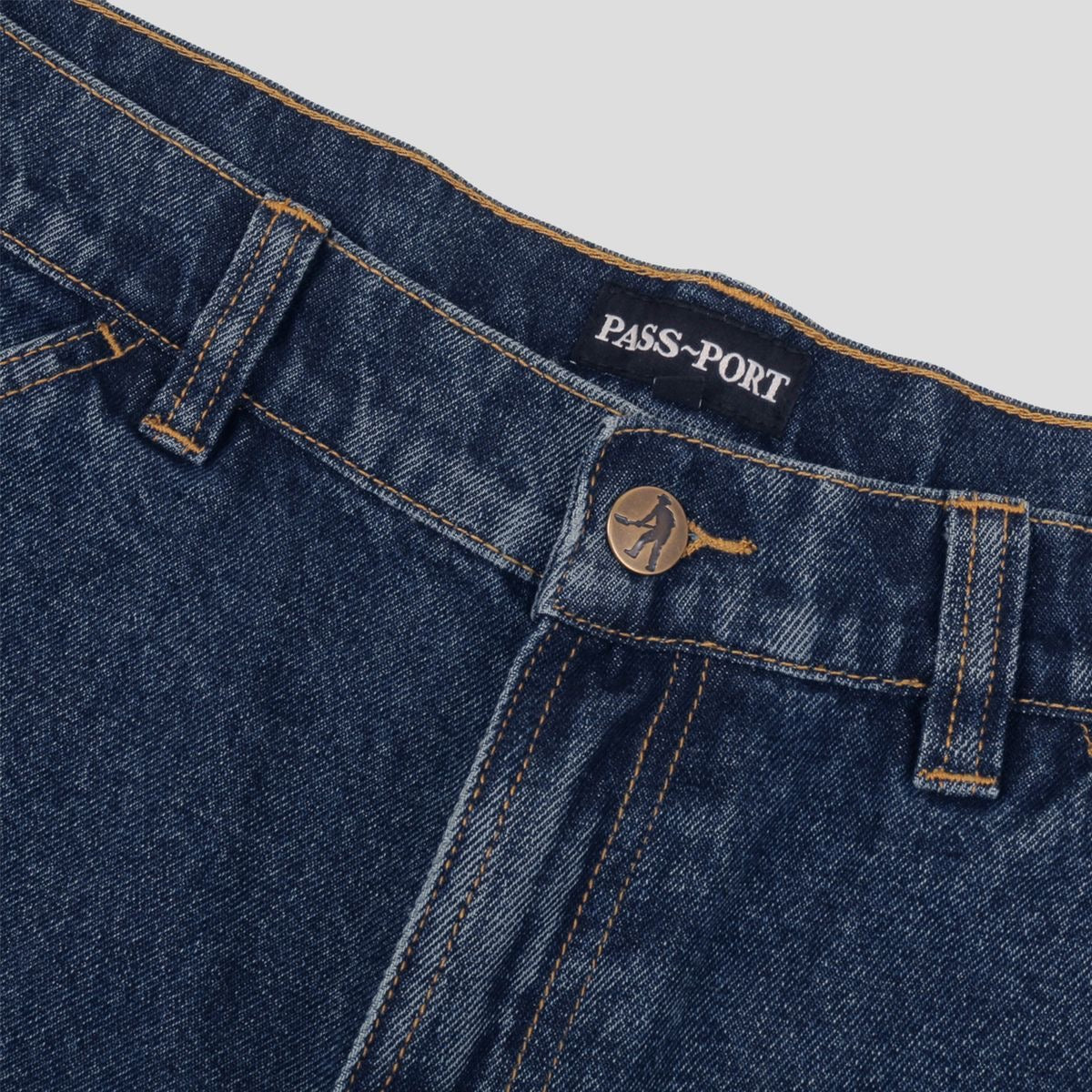 Pass-Port Workers Club Jean Short: Washed Dark Indigo