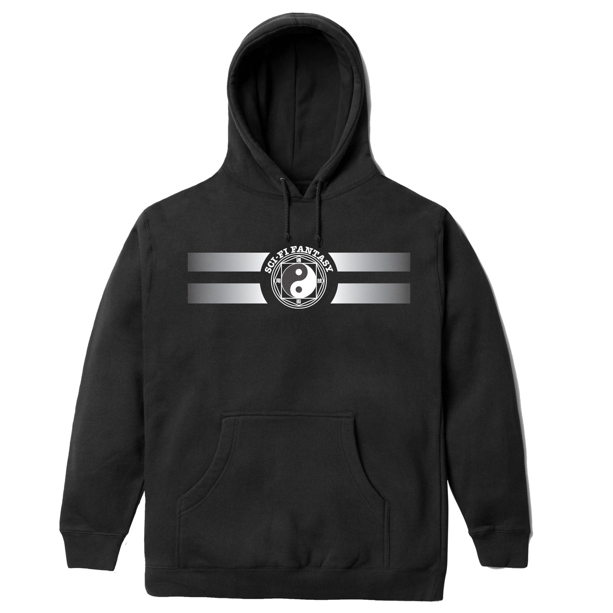 Sci-Fi Fantasy Yin Yang Hooded Fleece Black