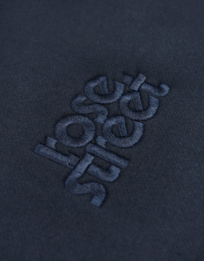 Rose Street Emb Stacked Logo Hoodie Navy
